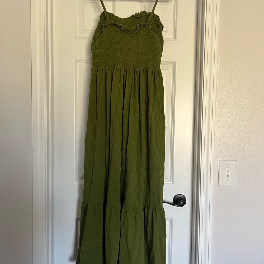 The Marisol Smocked Gauze Maxi Dress Green L
